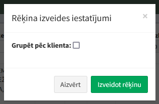 Rēķina izveides iestatījumi