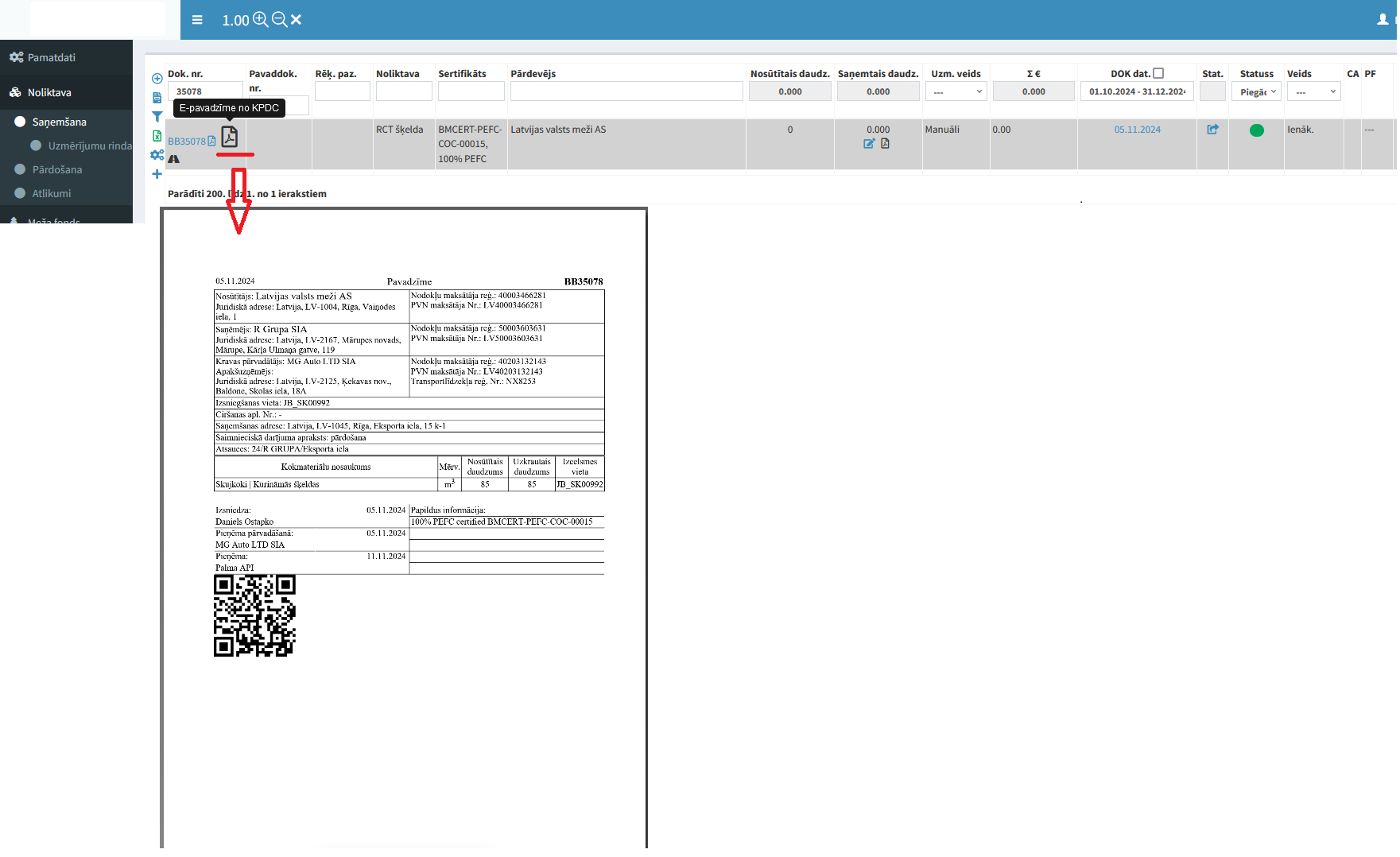 Pavadzīme PalmaTimber