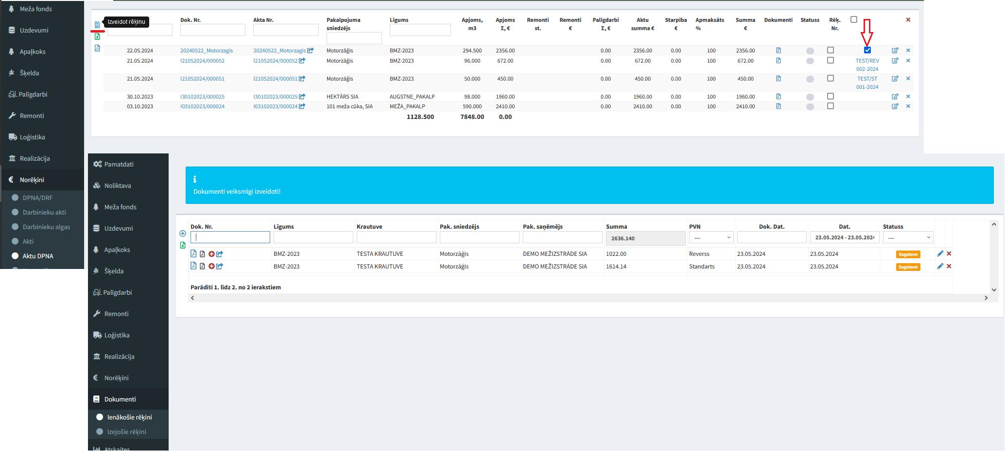Izveidoti Ienākošie rēķini Izveidoti Ienākošie rēķini
