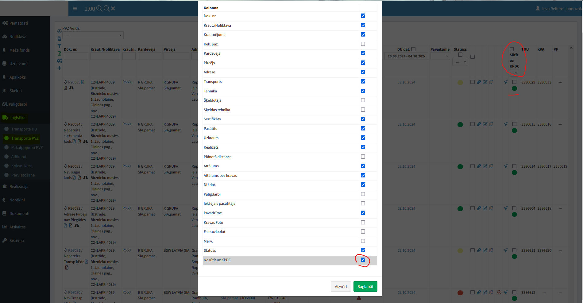 Kolonna Sūtīt uz kPdc Kolonna Sūtīt uz kPdc